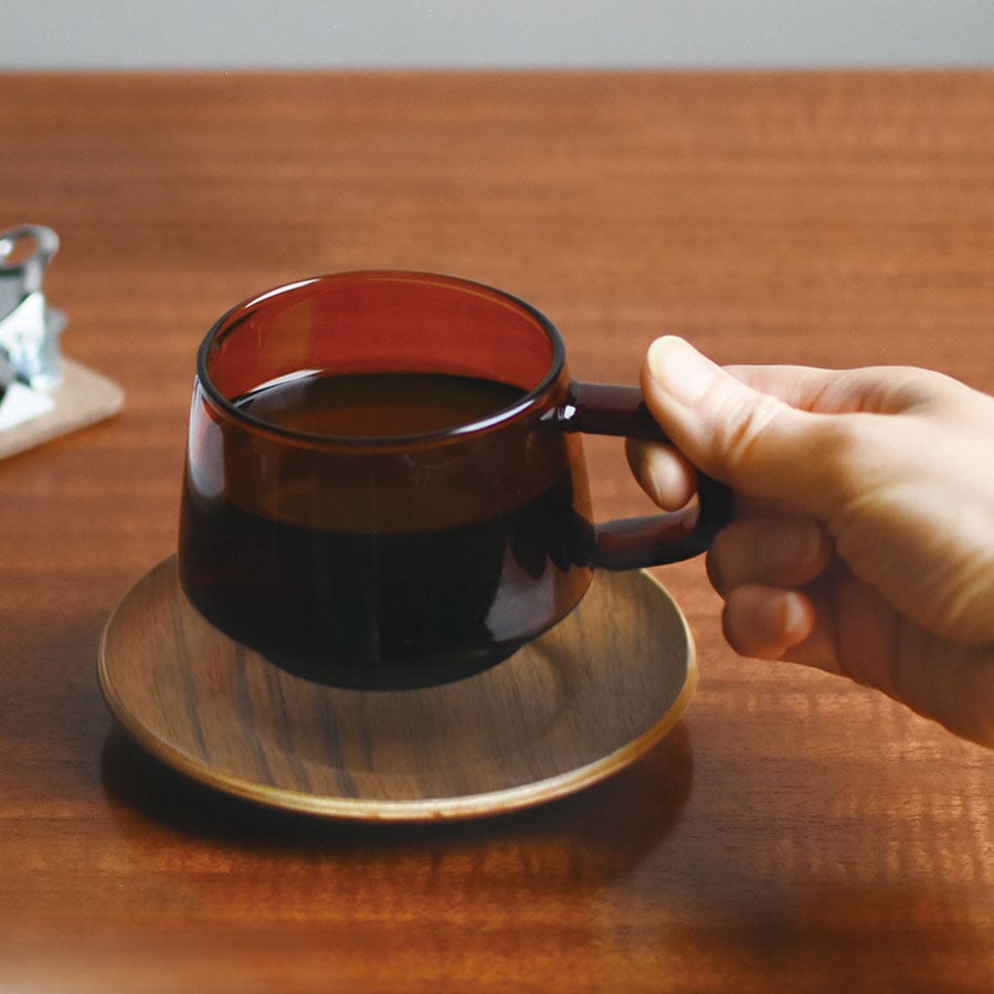 KINTO SEPIA CUP & SAUCER 270ML / 9OZ AMBER 2