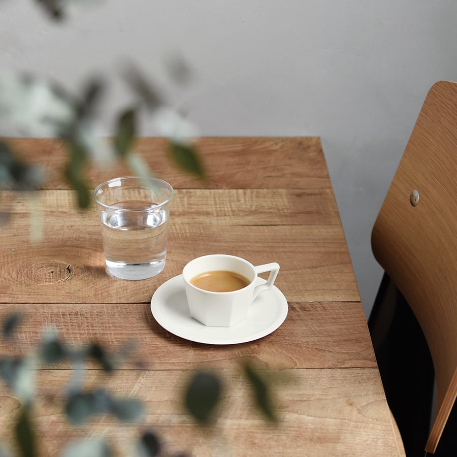 KINTO OCT CUP & SAUCER 80ML / 3OZ  WHITE 1