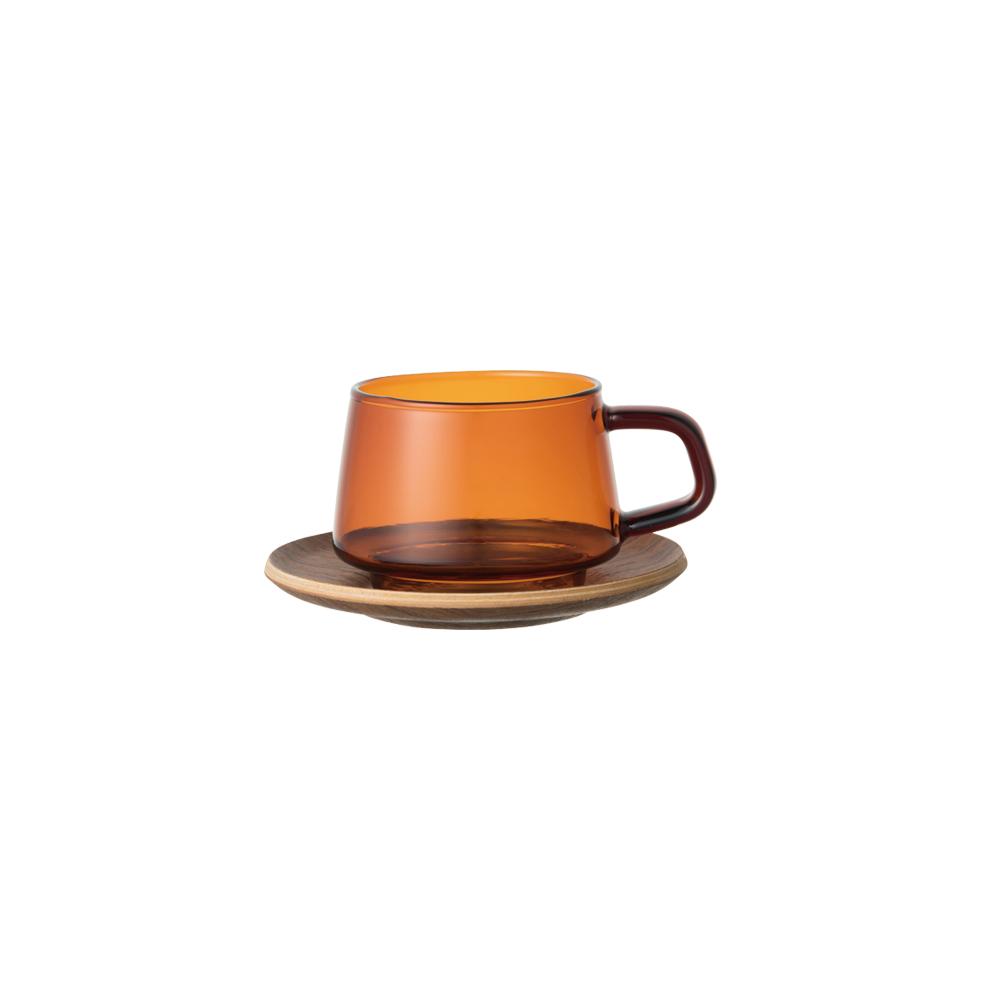 KINTO SEPIA CUP & SAUCER 270ML / 9OZ AMBER