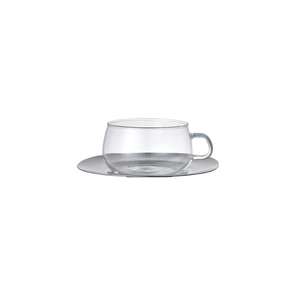 KINTO UNITEA CUP & SAUCER 230ML / 8OZ STAINLESS STEEL .
