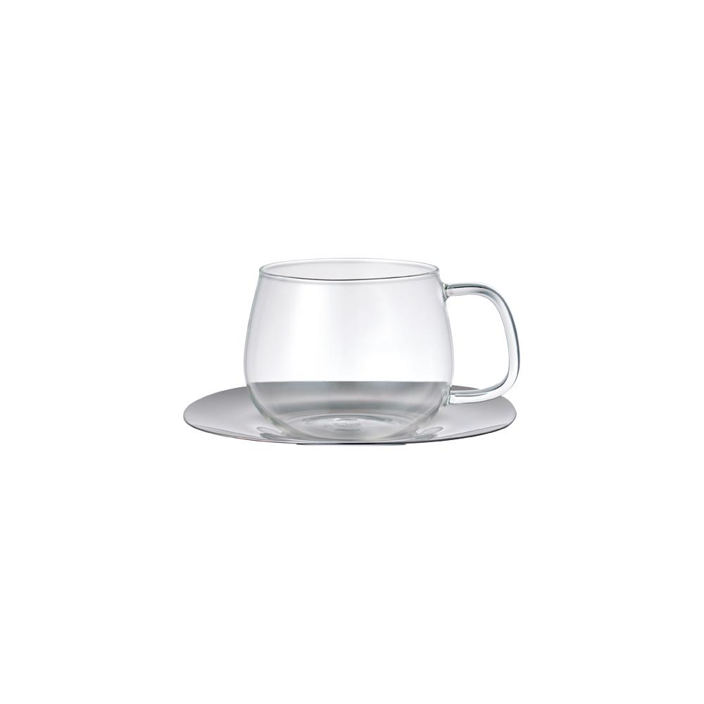 KINTO UNITEA CUP & SAUCER 350ML / 12OZ STAINLESS STEEL .