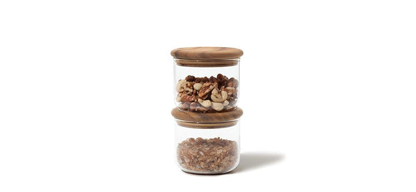 Kinto Glass Airtight Storage Canisters with Wood Lids (Set of 2