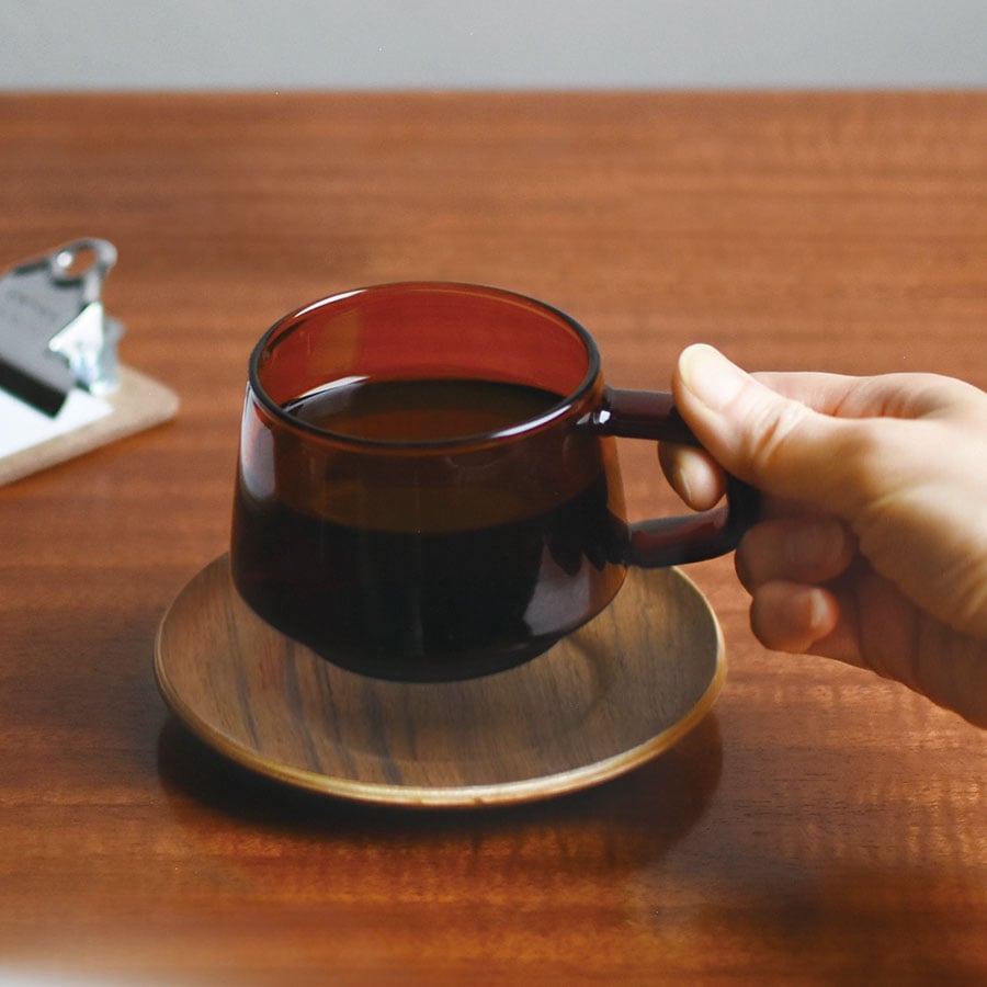  KINTO SEPIA NONSLIP SAUCER 130MM / 5IN  TEAK 1