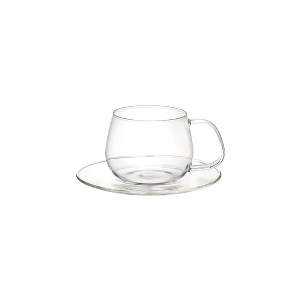 KINTO UNITEA CUP & SAUCER 350ML GLASS CLEAR