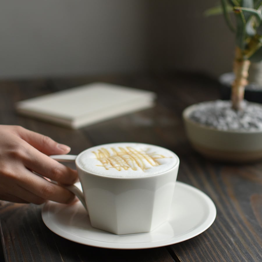 KINTO OCT Cup & Saucer 300ml – Made in Japan Porcelain Coffee Set