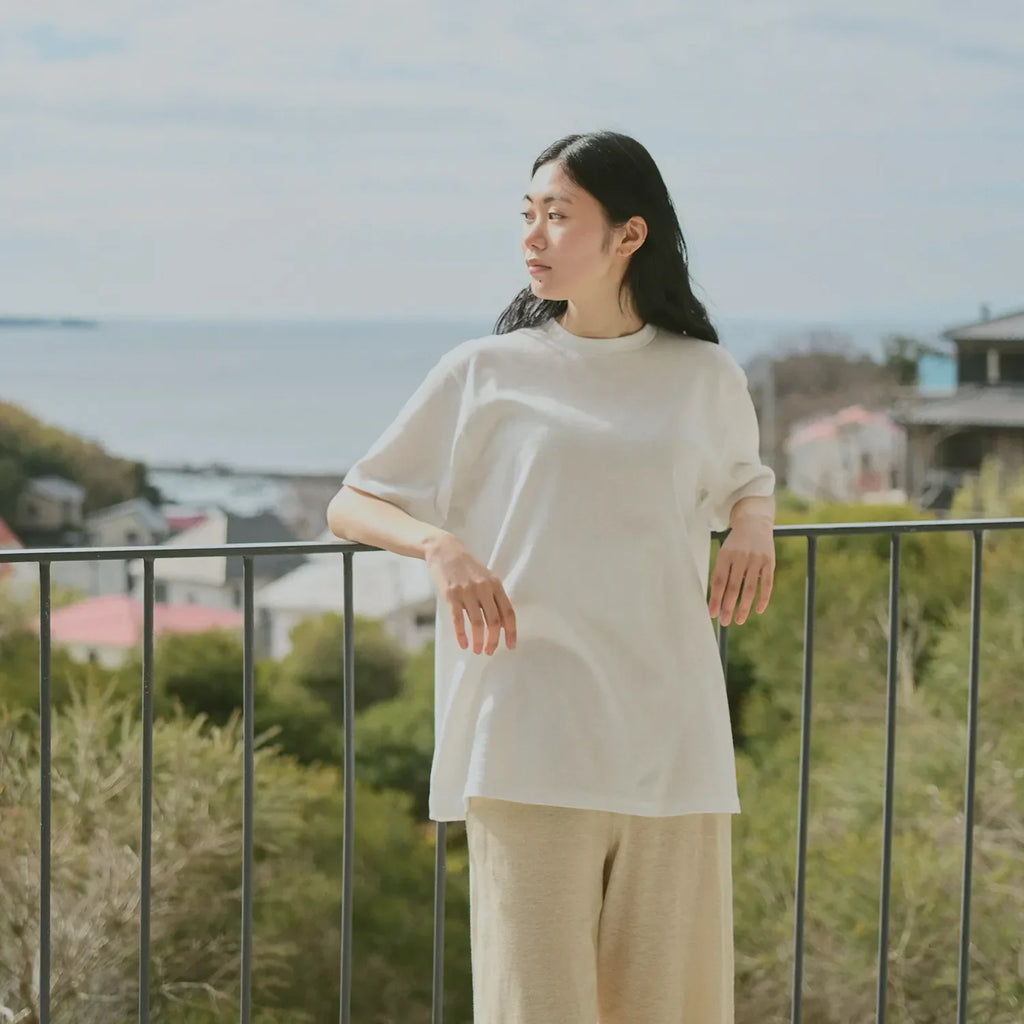  KINTO FUTO SHORT SLEEVES KNIT TOP TCO_ 2  WHITE 4