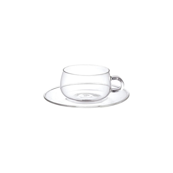 KINTO UNITEA CUP & SAUCER GLASS 230ML WHITE-NO-COLOR 